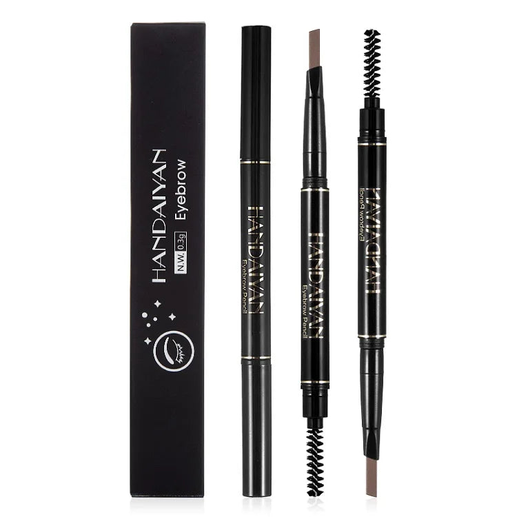 Handaiyan Double-Head Automatic Brown Triangle Eyebrow Pencil with Brush Waterproof Makeup Wholesale Chemical Ingredient