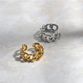 Stainless Steel Gold Thick Long Link Chain Ring Statement Ring Chunky Open Adjustable Link Ring