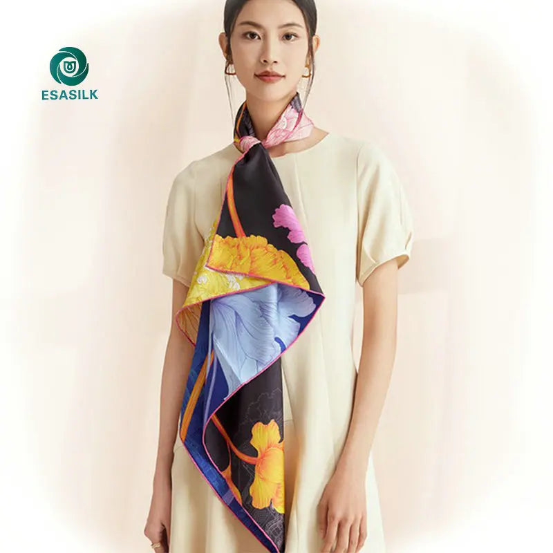 Luxury Custom Brand Head Scarf for Women Silk