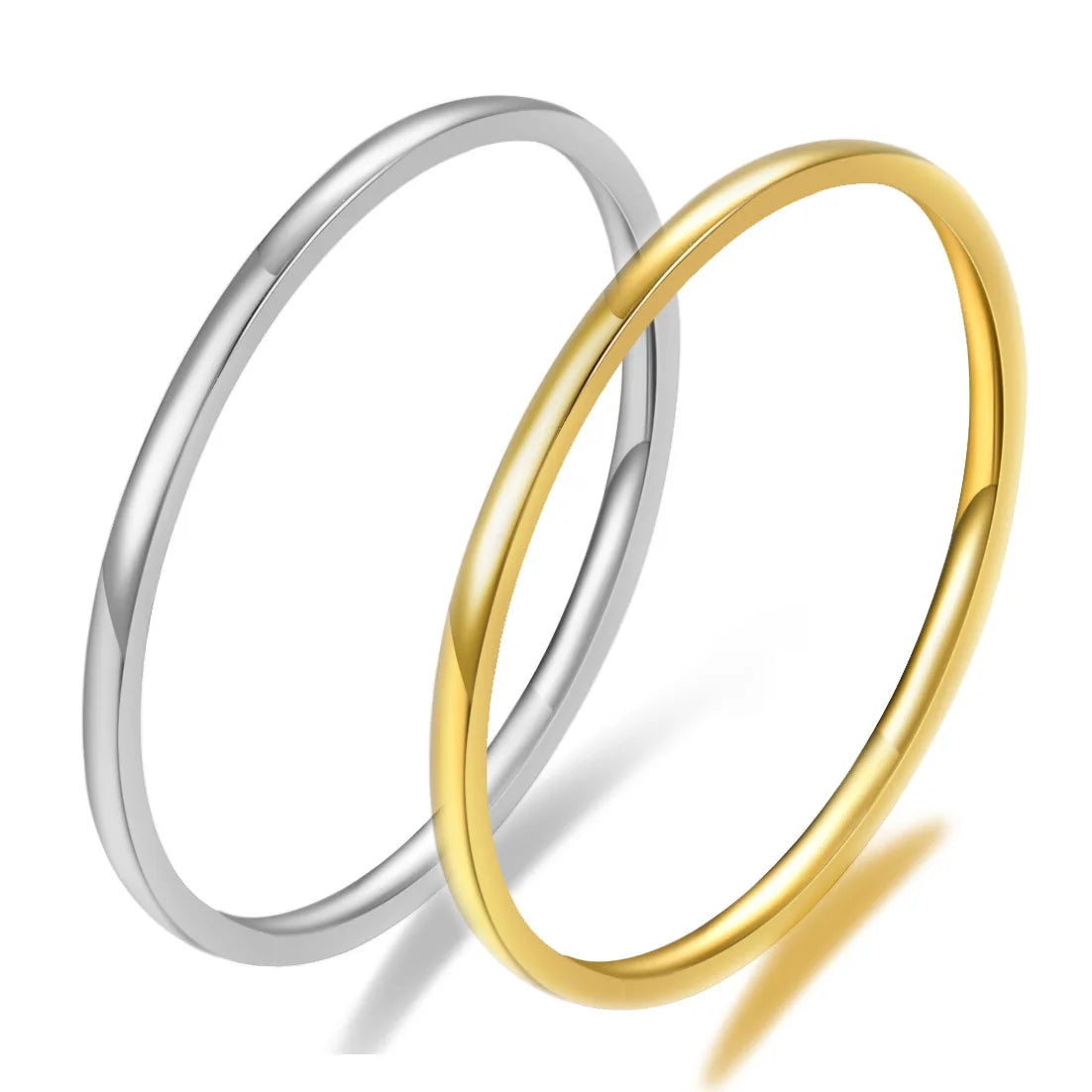 Nabest 316L Stainless Steel 1mm Thin Women Ring Jewelry Waterproof PVD Plated Minimalist Couples Finger Rings