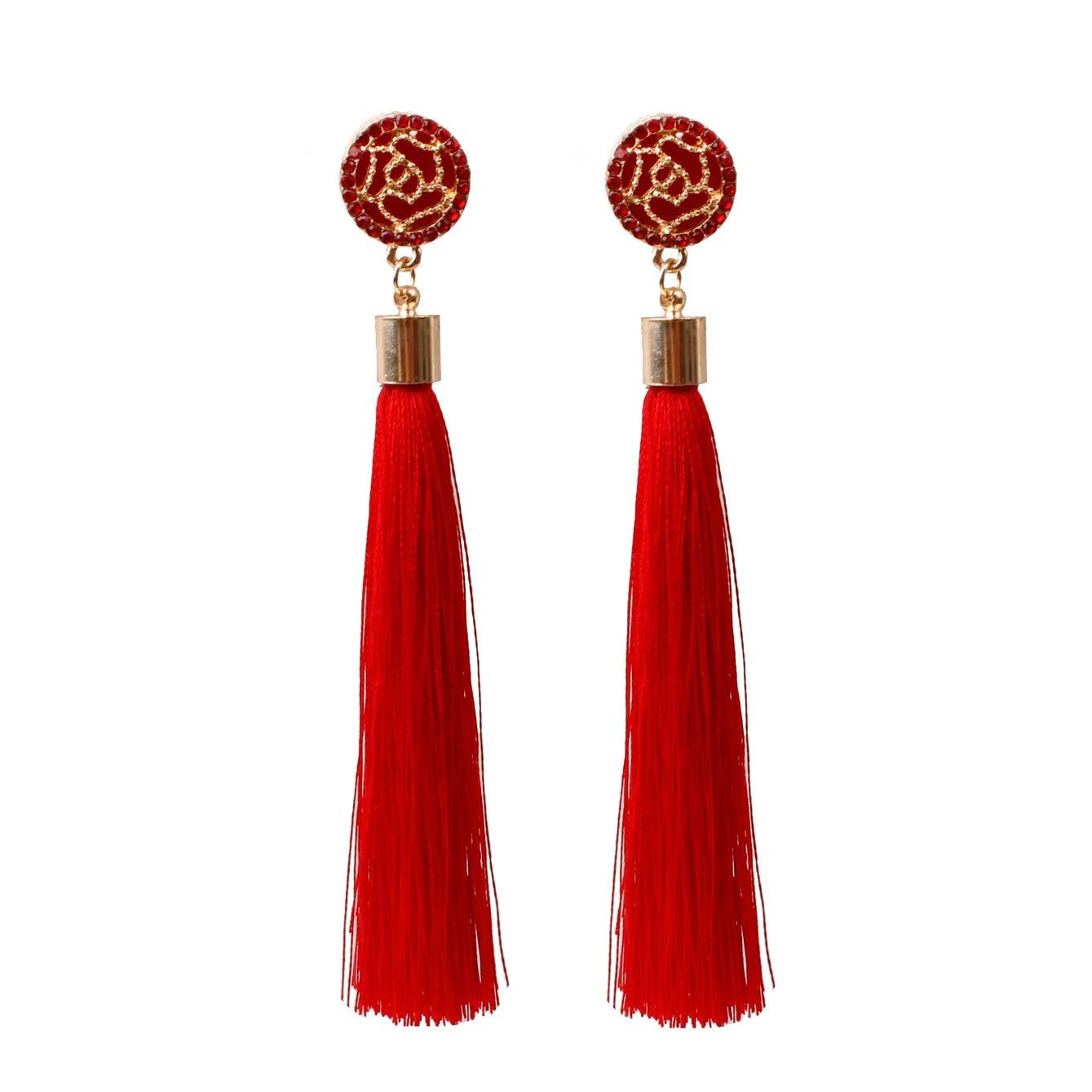 Dangle Fabric Metal Oversized Large Women Jewelry Tassel Earrings Manufacturer Gold Jhumka Tassel Drop Earrings