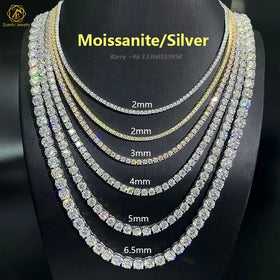 Fine Jewelry Hip Hop White Gold 925 Sterling Silver VVS Moissanite Diamond Cluster Tennis Bracelet Men Necklace