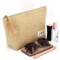 New Listing Linen Makeup Bag Tassel Cosmetic Bag With Private Label Custom Linen Pouch With Logo Fabric Pouch With Zipper MegaBDM