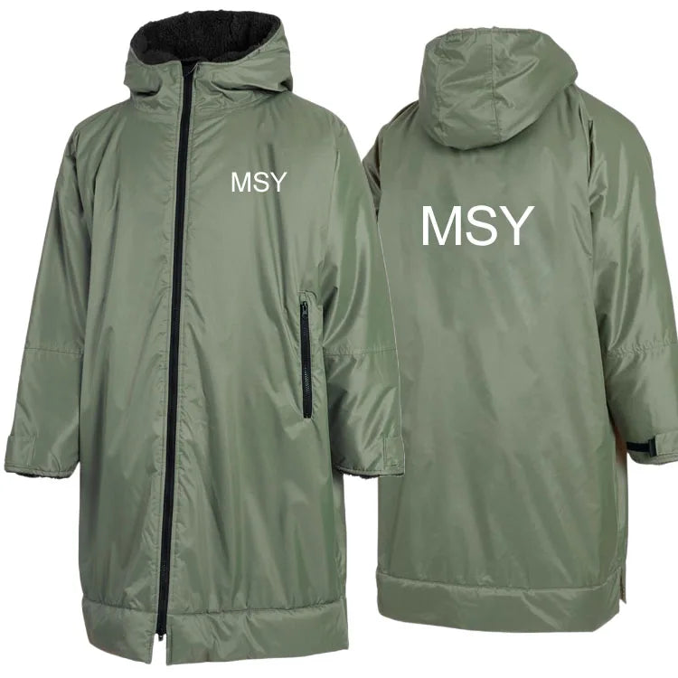 Recycled Waterproof Changing Robe Fleece Lined Waterproof /windproof Swim Parka Coat Jackets