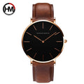 HM CH02 Customize Logo Simple Design Japanese Quartz Movement Men Watches Waterproof Leather Strap Wristwatches