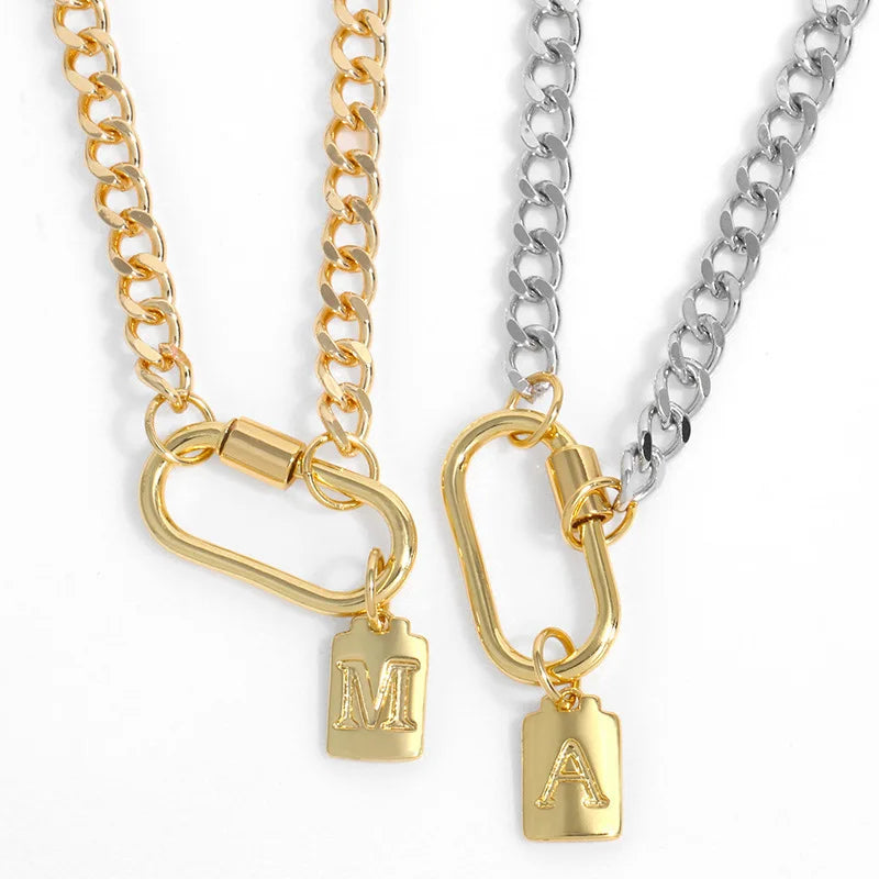 Wholesale Cuban Chain 26 Letter Custom Name Necklace Jewelry Hip Hop Pendant Gold Plated Necklaces for Women