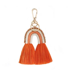 Woven Multicolor KeyHolder Tassel Key Rings Bag Woven Boho Decor rainbow Tassel Key Chains Boho rainbow Macrame Tassel Keychain