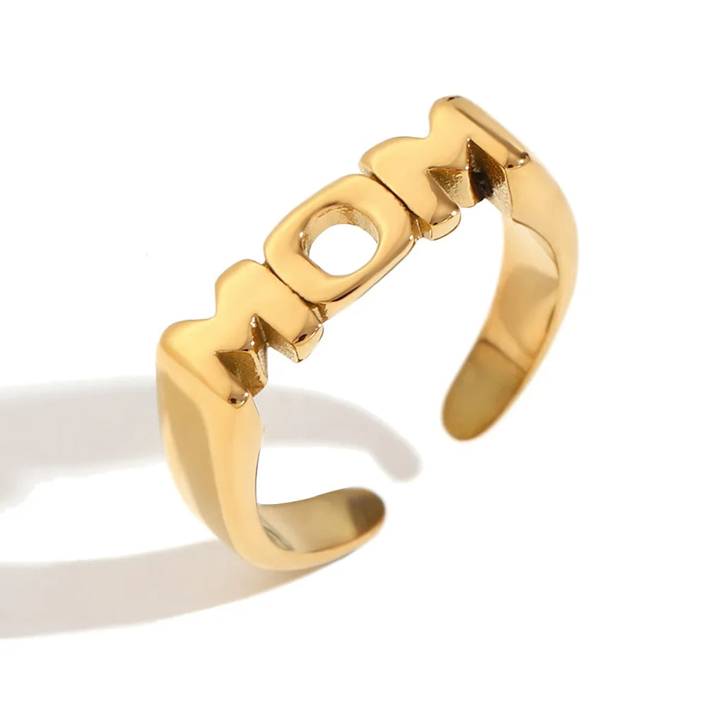 Fashion Mother's Day Jewelry Stainless Steel Crystal Mom Ring