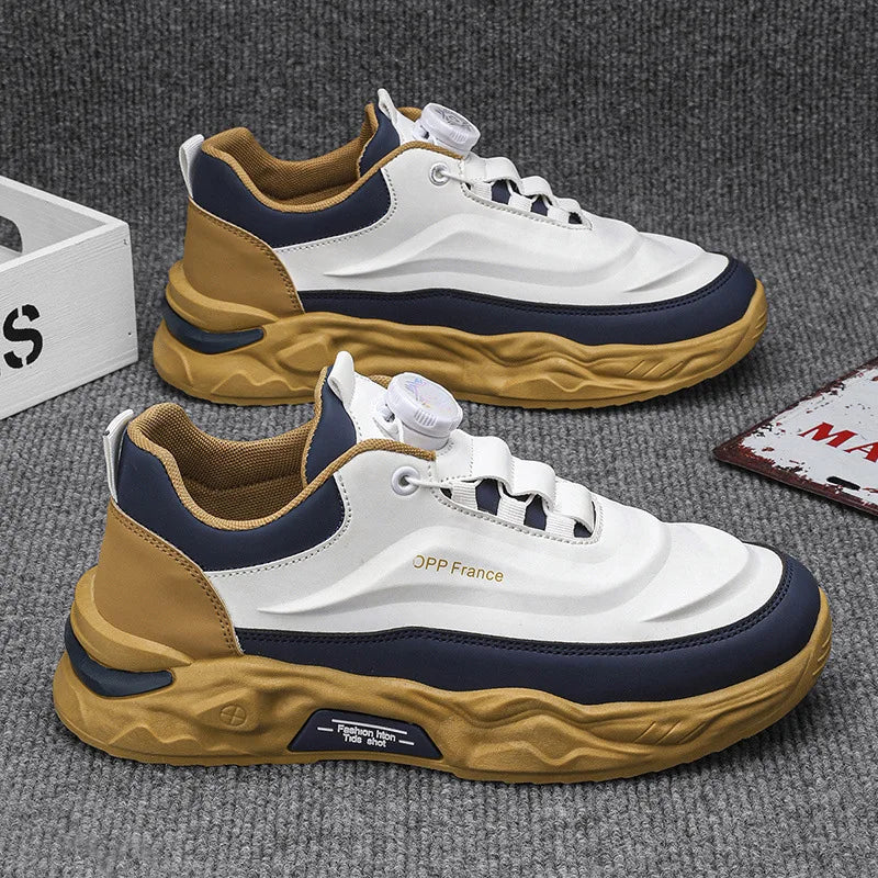 M0206 Men's Shoes Autumn Niche Design Rotating Button Daddy Shoes Trendy Men's Anti-slip Heightening All-match Sports Shoes