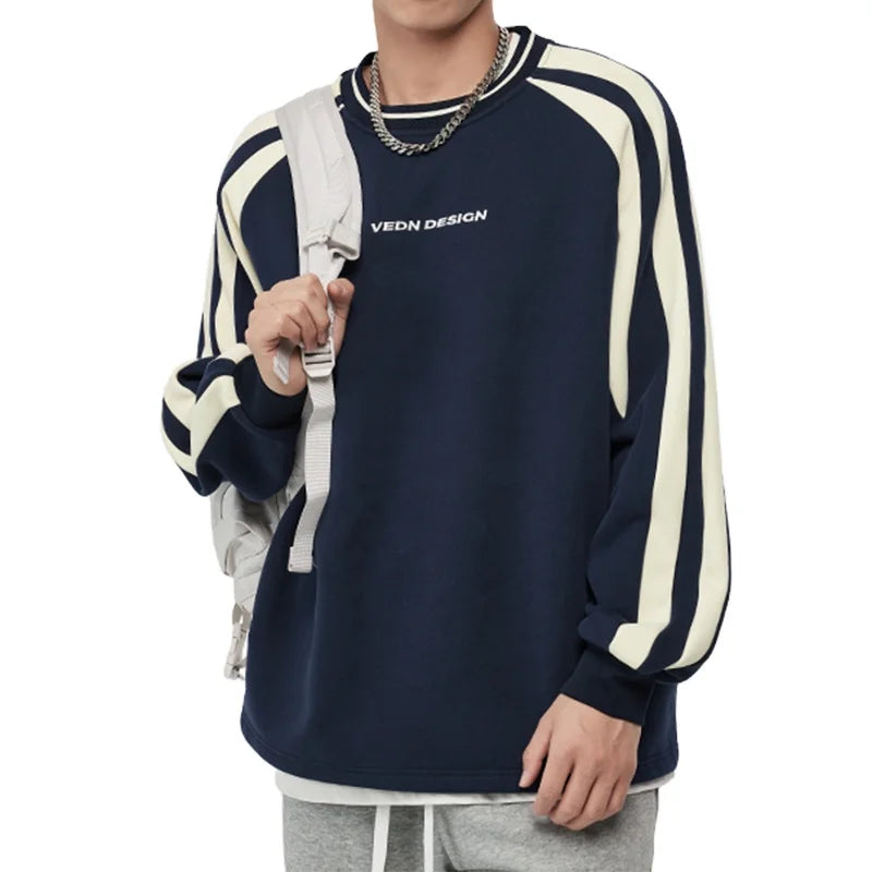 Veidoorn Custom Oversize O-Neck Regular Sleeve Woven Windproof Spandex/Polyester Sweatshirts for Men Solid Pattern Hoodies