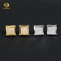 925 Silver Jewelry Square Stud Iced Out Hip Hop Diamond Moissanite Earrings for Men