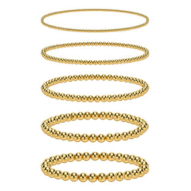 New Arrival Minimalist 18K Gold Plated Stainless Steel Waterproof 2-6mm Ball Bead Chain Bracelet for Women BR-1386
