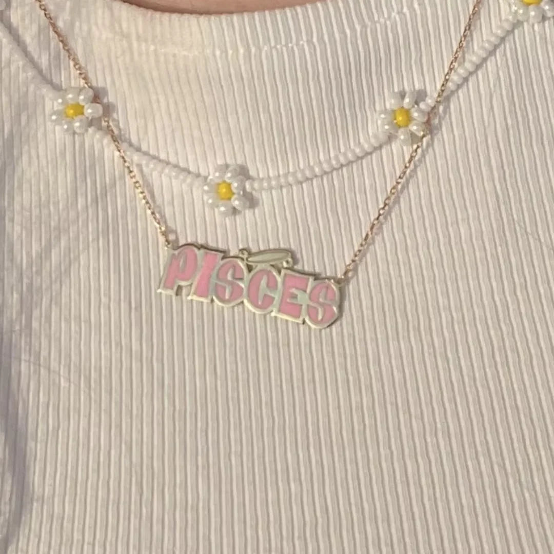 QIUHAN Personalized Customized Initial Letter With Enamel Color Necklace Custom Chain Necklace