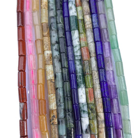 Hui Rui 4*9mm Cylinder Tube Beads Shape Jasper Quartz Crystal Tube Spacer Beads for Jewelry Making Beads for Diy