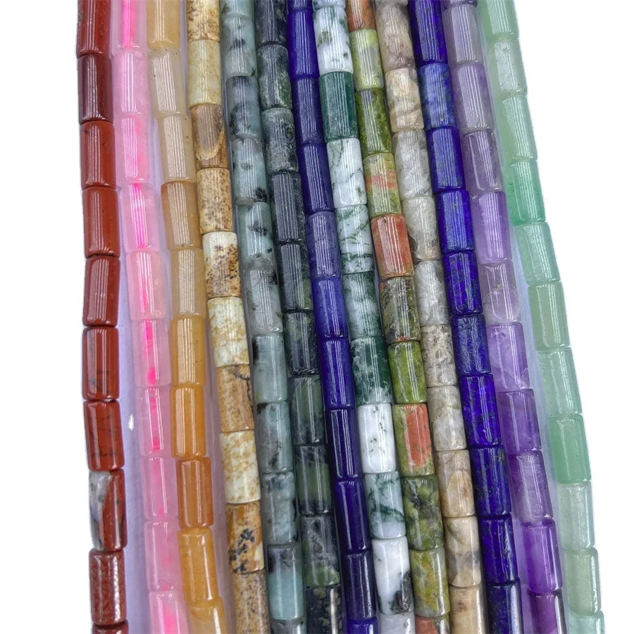 Hui Rui 4*9mm Cylinder Tube Beads Shape Jasper Quartz Crystal Tube Spacer Beads for Jewelry Making Beads for Diy