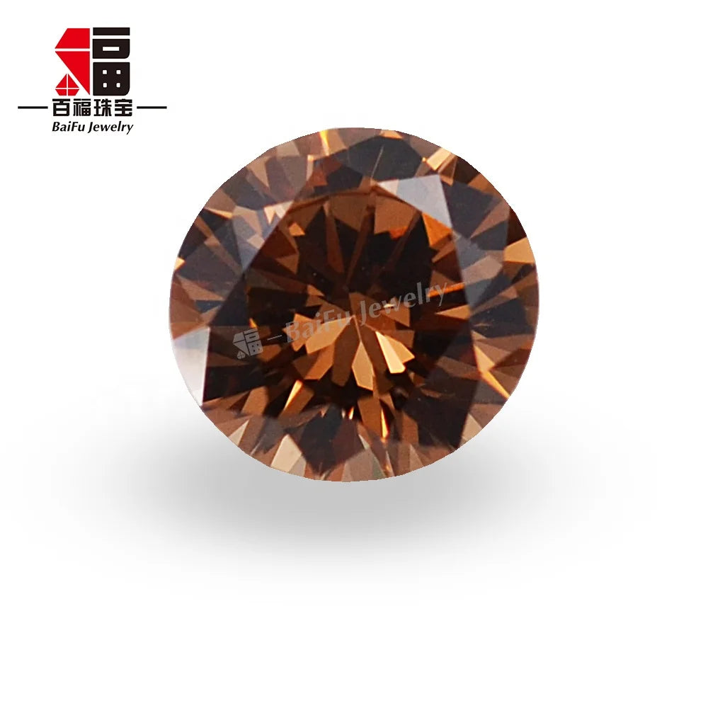 Baifu Jewelry Top Quality Loose Round Coffee Zircon