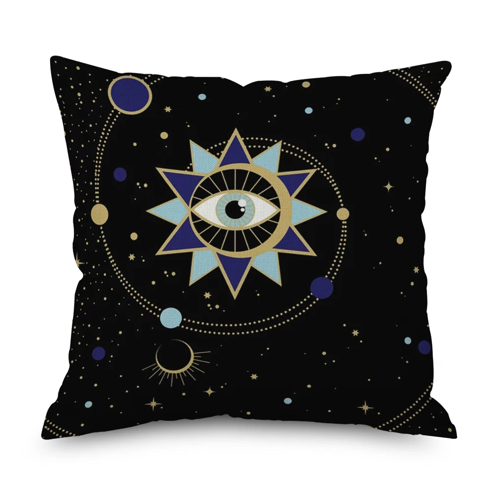 Sun and Moon Square Pillow Cover Decoration Wolf Cushion Cover Throw Pillow for Sofa