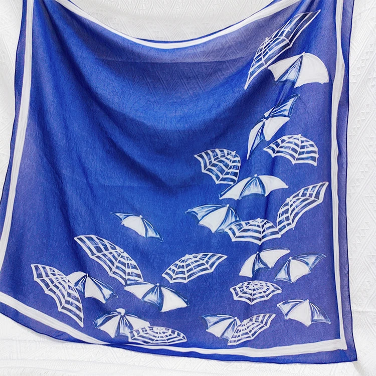12mm Silk Chiffon Thin Breathable Silk Headscarf Shiny Square Scarf Printed Shawl Hijab