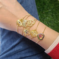 BC1382 Fashion Gold Plated Zircon Snake Heart Evil Eyes Star Disc Statement Charm Bracelet CZ Rainbow Charms Chain Bracelets