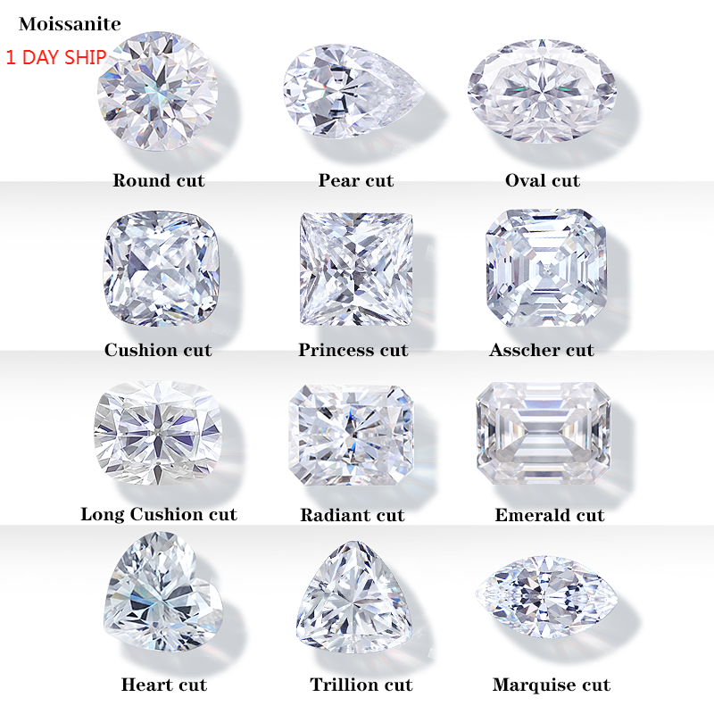 Authorized Certificate Moissanite Stones Fancy Cut DEF VVS Moissanite Brilliant Cut Moissanite Diamonds Fancy Shape 1CT