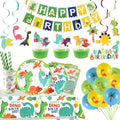 Dinosaur Party Disposable Tableware Set 1st Birthday Party Decorations Kids Baby Shower Decor Dino Jungle Safari Party Balloons