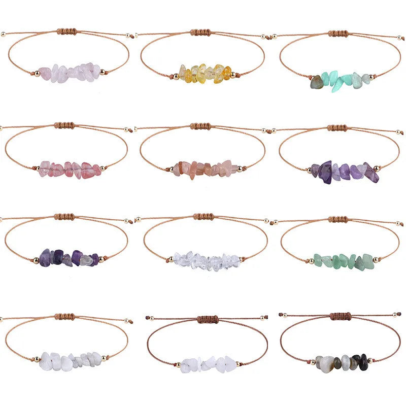 Simple Rope Braided Bracelet Crushed Stone Natural Stone Bracelet