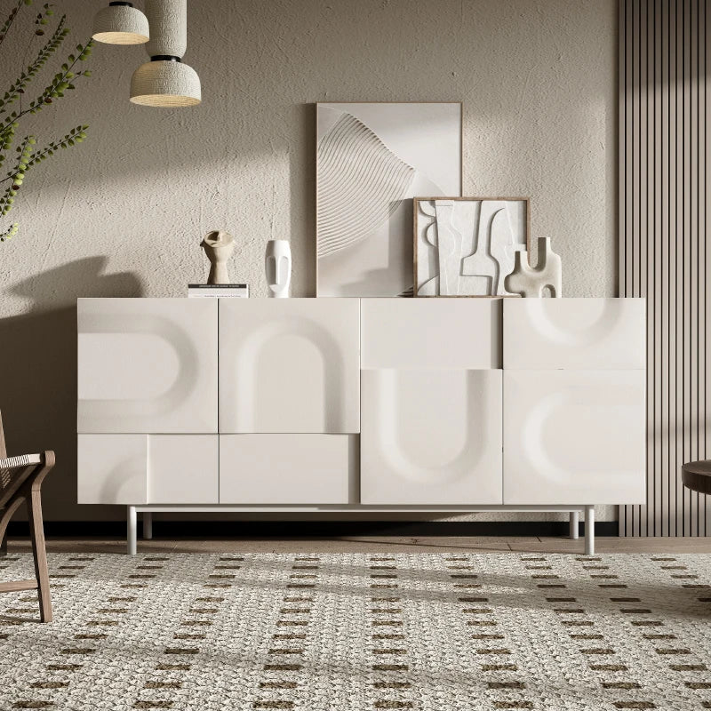 Modern French Cream Solid Wood Shoe Cabinet Luxury Entrance Hallway Partition Storage Locker Living Room TV Restaurant Side