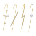 Fashion Shiny Crystal Gold-plated Wrap Crawler Hook Earrings for Women