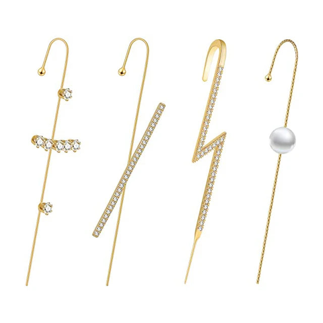 Fashion Shiny Crystal Gold-plated Wrap Crawler Hook Earrings for Women