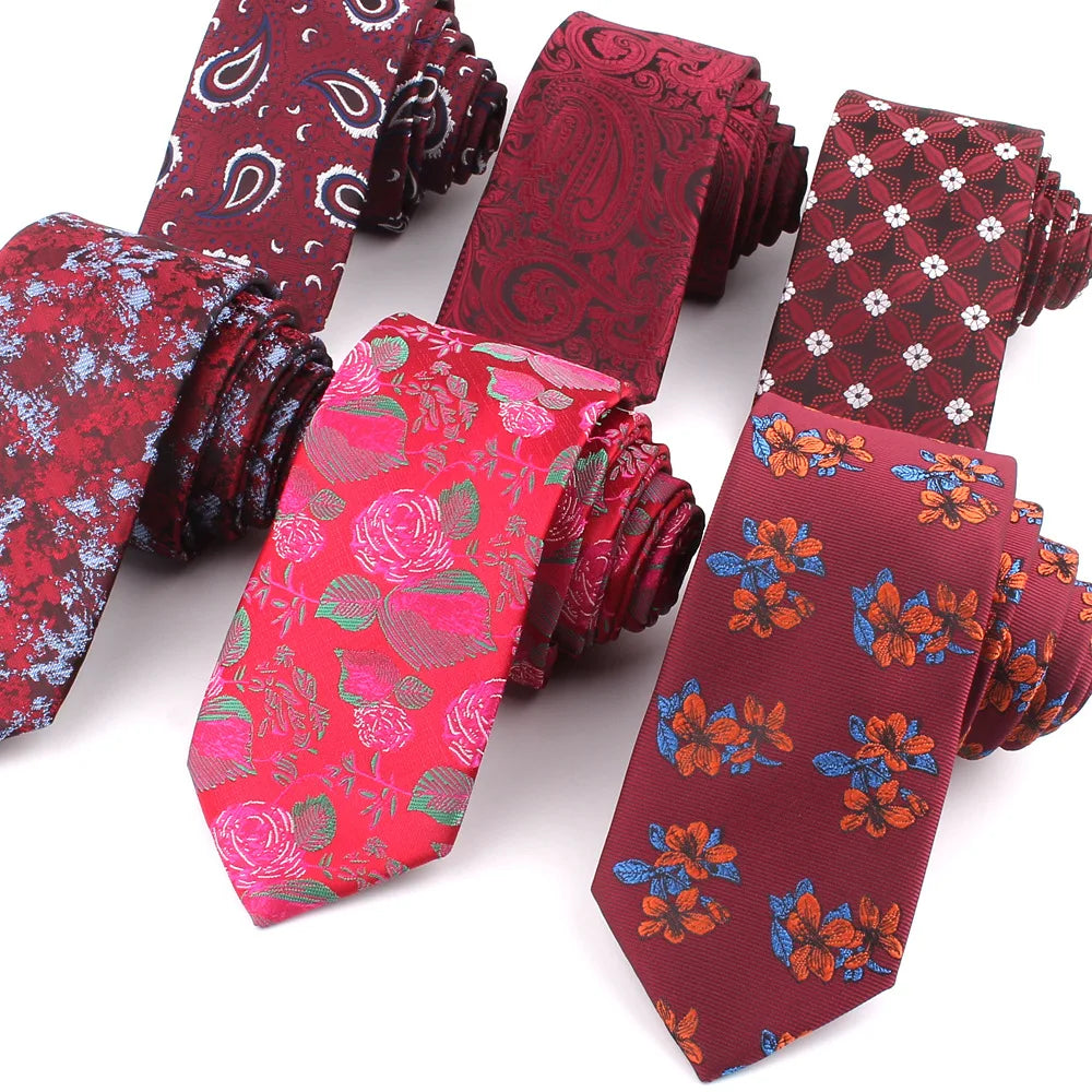 Mens Custom Tie Skinny Floral Neck Ties for Men Woman Flower Print Red Cravats Party Wedding Bowties Suits Unisex Necktie Gifts