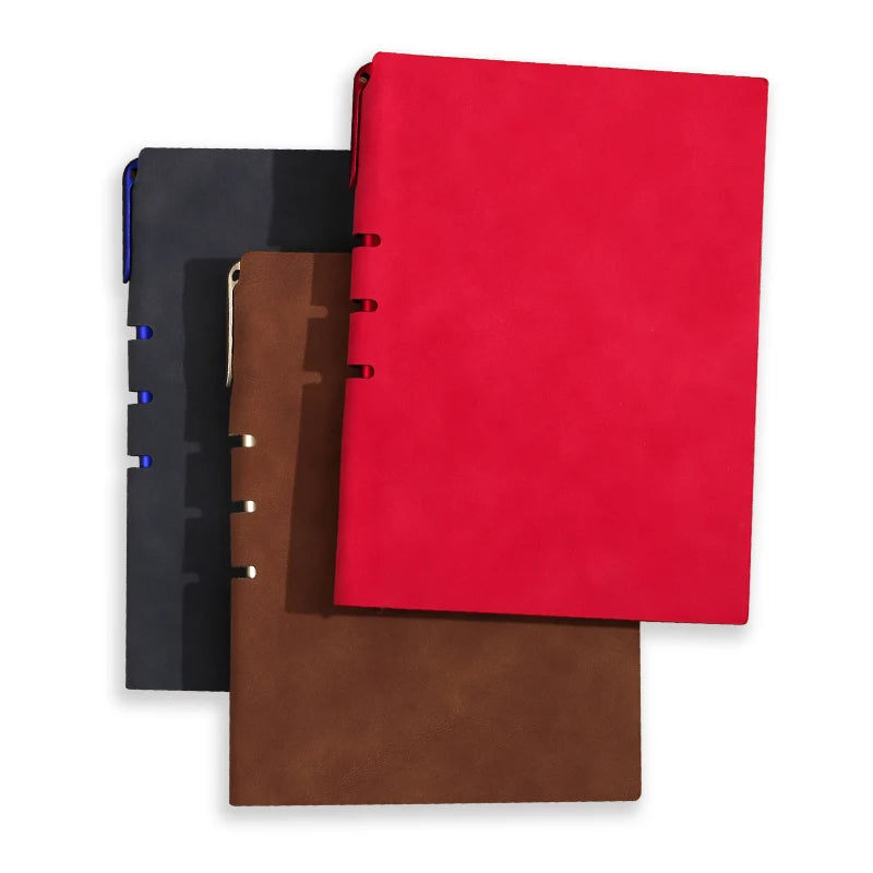 A5 Size Custom Hardcover Leather Notebook Business Office Gift with Embossed PU Leather OEM Business Notebook