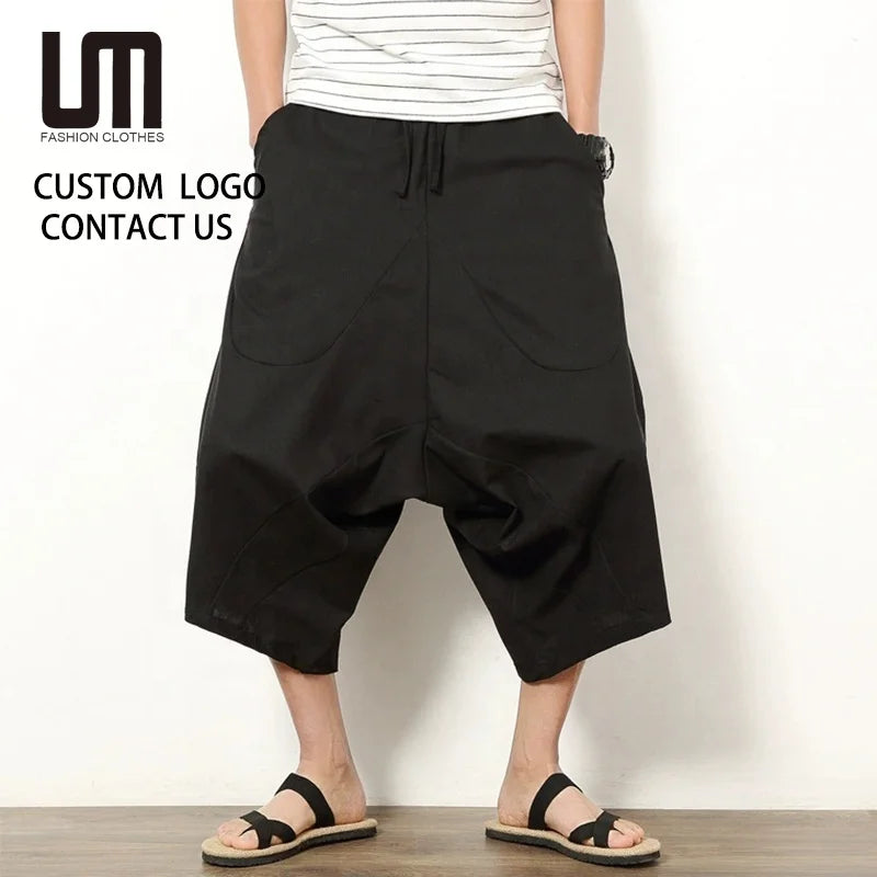 2025 Summer Men Cotton Harem Pants - Loose Wide Leg Trousers Breathable Casual Fashion Hot Selling Wholesale (OEM/ODM)