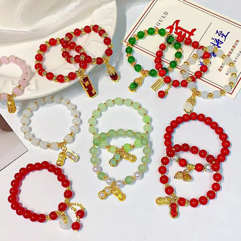 Fashion Butterfly Charm Glass Bracelet Jewelry for Women Kids Butterfly Glass Smart Bracelets Girls Beaded Bracelet