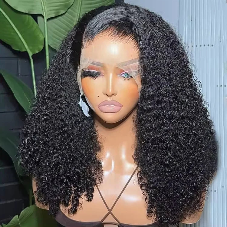 210% Density Brazilian Human Hair Lace Wig Virgin Hair Afro Kinky Curly Wig Deep Wave Style Frontal Lace Wig for Black Women