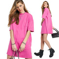Guangzhou Jwin Custom Women's Middle T-Shirt Dress Oversized 100% Cotton Jersey Casual Summer Short Sleeve Loose Logo