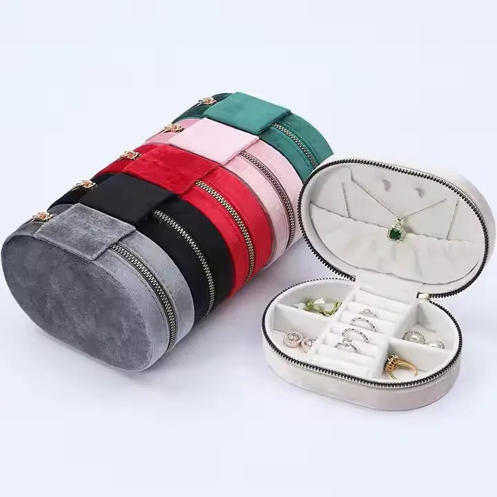 Packbloom Luxury Vintage Travel Mini Velvet Jewelry Necklace Earrings Packaging Box with logo