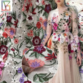 Embroidery Flower Patches Applique Lace French Polyester Tulle High-End Wholesale Wedding Dress Mesh 3D Floral Lace Fabric