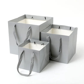 20*20*20 cm Thickened Art Paper Bakery Gift Flower Square Bottom Paper Bag With Ribbon Handle Bolsa De Papel