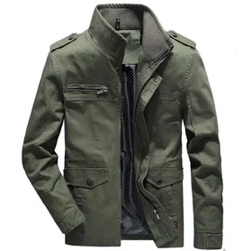 Custom Streetwear Casual Cargo Washed Jackets Stand Collar Cotton Cargo Jackets Men Big Size Coat