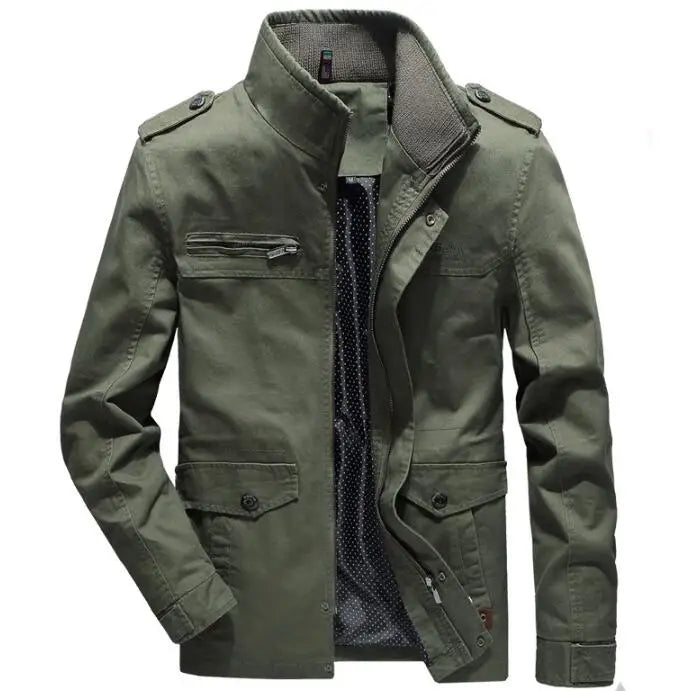 Custom Streetwear Casual Cargo Washed Jackets Stand Collar Cotton Cargo Jackets Men Big Size Coat