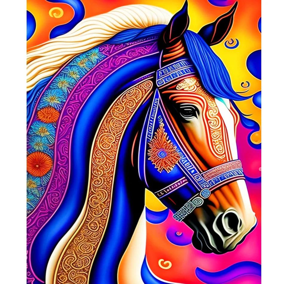 Painting by Number Colorful Horse Animal Drawing on Canvas Handpainted Art Gift Diy Picture Kits for Home Decoration 40x50cm