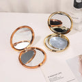 At Stock Dia 80mm Double Side Folding Cosmetic Mirrors Round Mirror Handheld Folding Small Portable Mirror for Gift Promotion