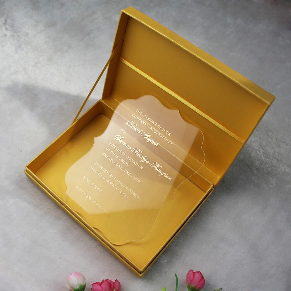 Acrylic Wedding Invitation Card With Box