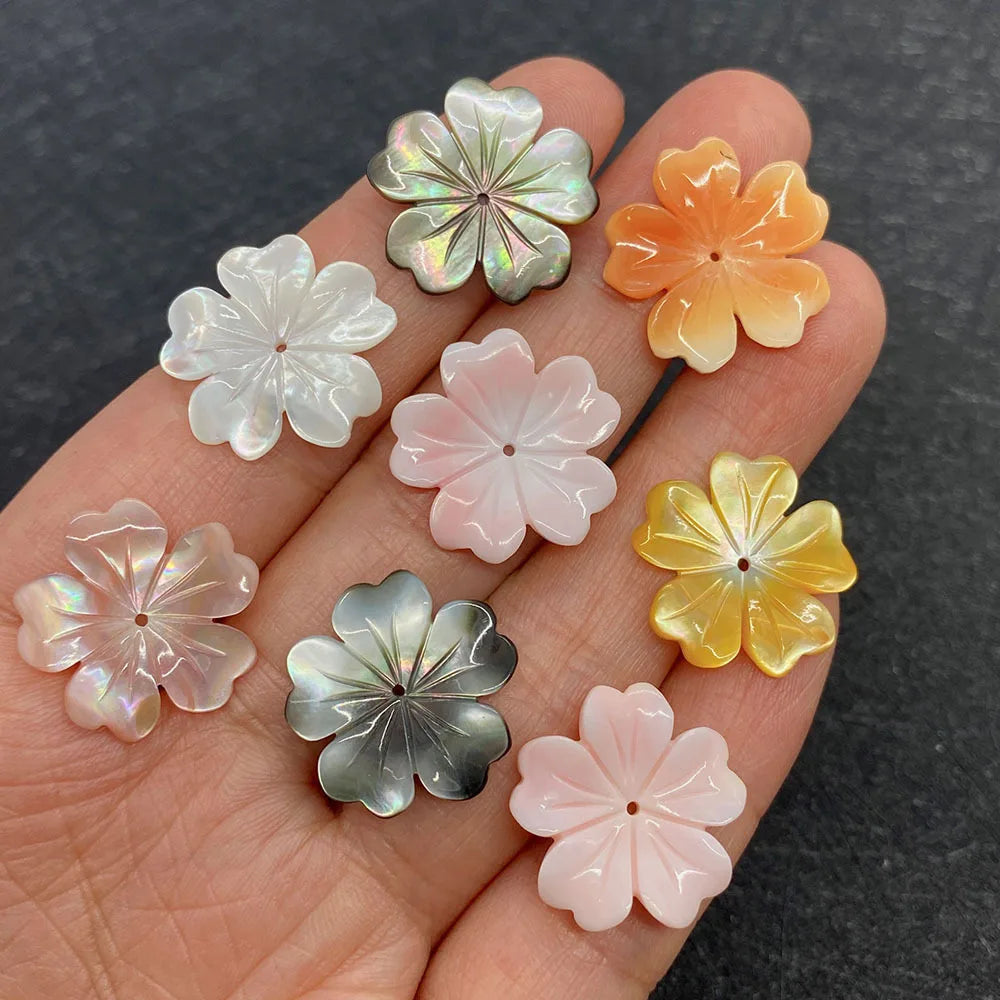 19mm Natural Seawater Flower Mother of Pearl Earring White Pink Yellow Green Colors Third Party Appraisal for Jewelry Making
