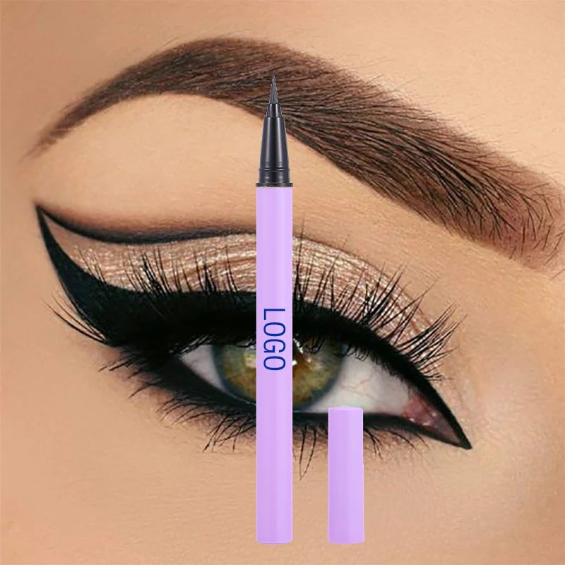 Custom Vegan Cruelty Free Purple Eyeliner Tube Waterproof Long Lasting Eyeliner Private Label Matte Black Eyeliner Pen