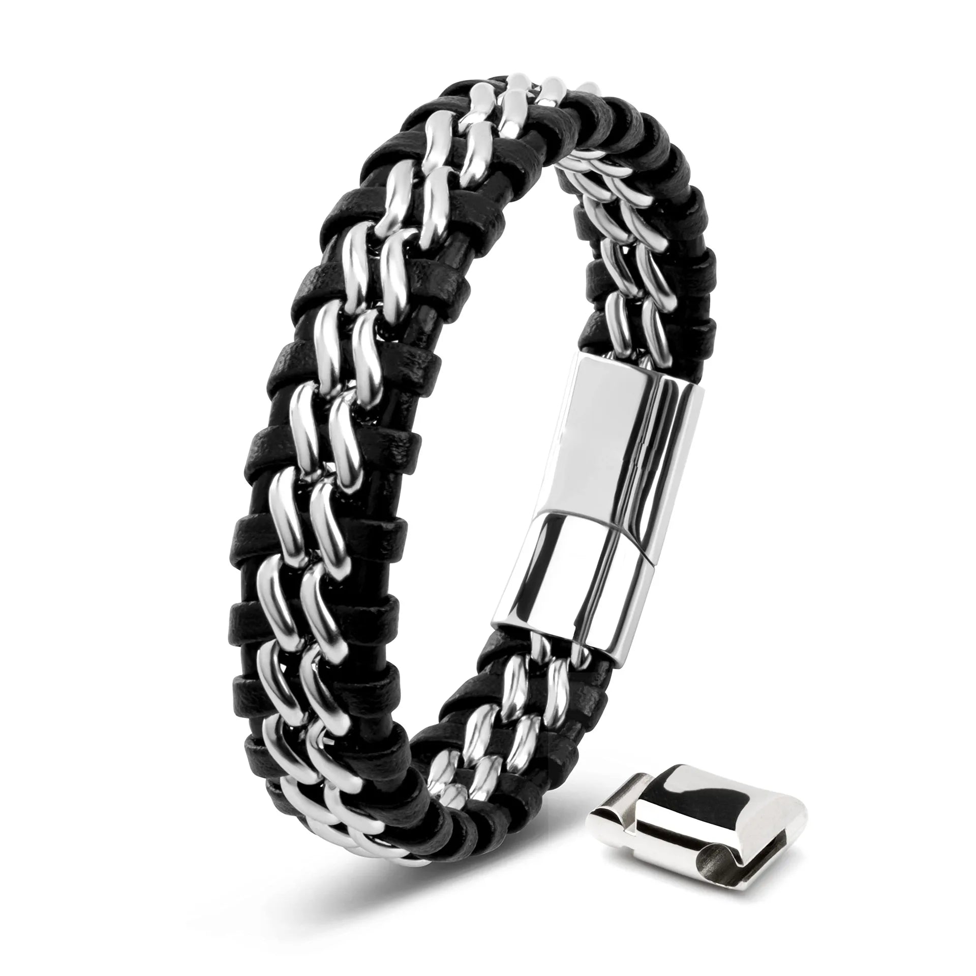 Light Luxury Waves Double Chain Bracelet for Men 14K Gold Plated Stainless Steel Minimalist Jewelry Non-tarnish Elegant Bangle