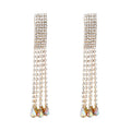 Wholesale Long Water Drop Dangle Earrings Jewelry Multi Rows Crystal Rhinestone Tassel Tennis Chain Earrings