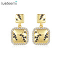 LUOTEEMI New Arrival New Fashion Personality 18k Gold Plated High Quality Square Earrings for Women Men