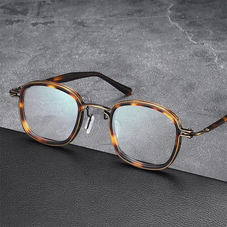 2022 Retro Square Model Titanium Glasses Frame Acetate Optical Eyewear with Blue Filter Solid Pattern Gafas De Lectura Vietnam