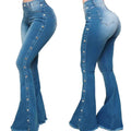 2025 Women's Fashion High Waist Mopping Floor Good Stretch Washed Flared Jeans